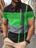 Men's Clothing Summer European And American Men's Daily Casual Striped Print Lapel Short Sleeved Polo Shirt_viptrois.com
