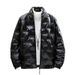 Men’s Slim-Fit Winter Coat – Glossy Stand Collar Puffer Jacket | Korean Style | Polyester Shell | Side Pockets | Stylish Quilted Design_viptrois.com