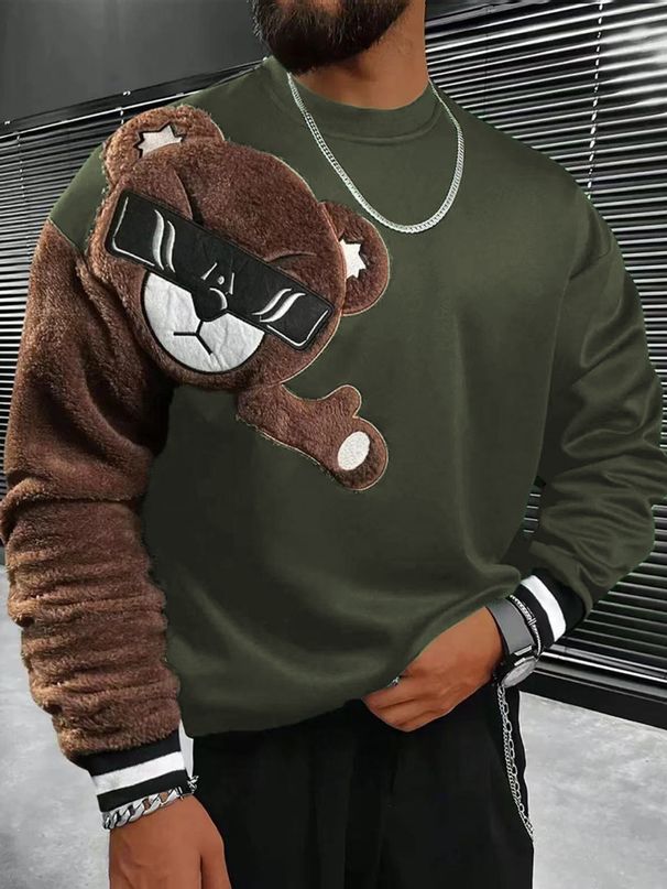 Men's Clothing Men's Sweatshirt Embroidery Casual Fashion Trend Round Neck Sweatshirt Long Sleeve Men_viptrois.com