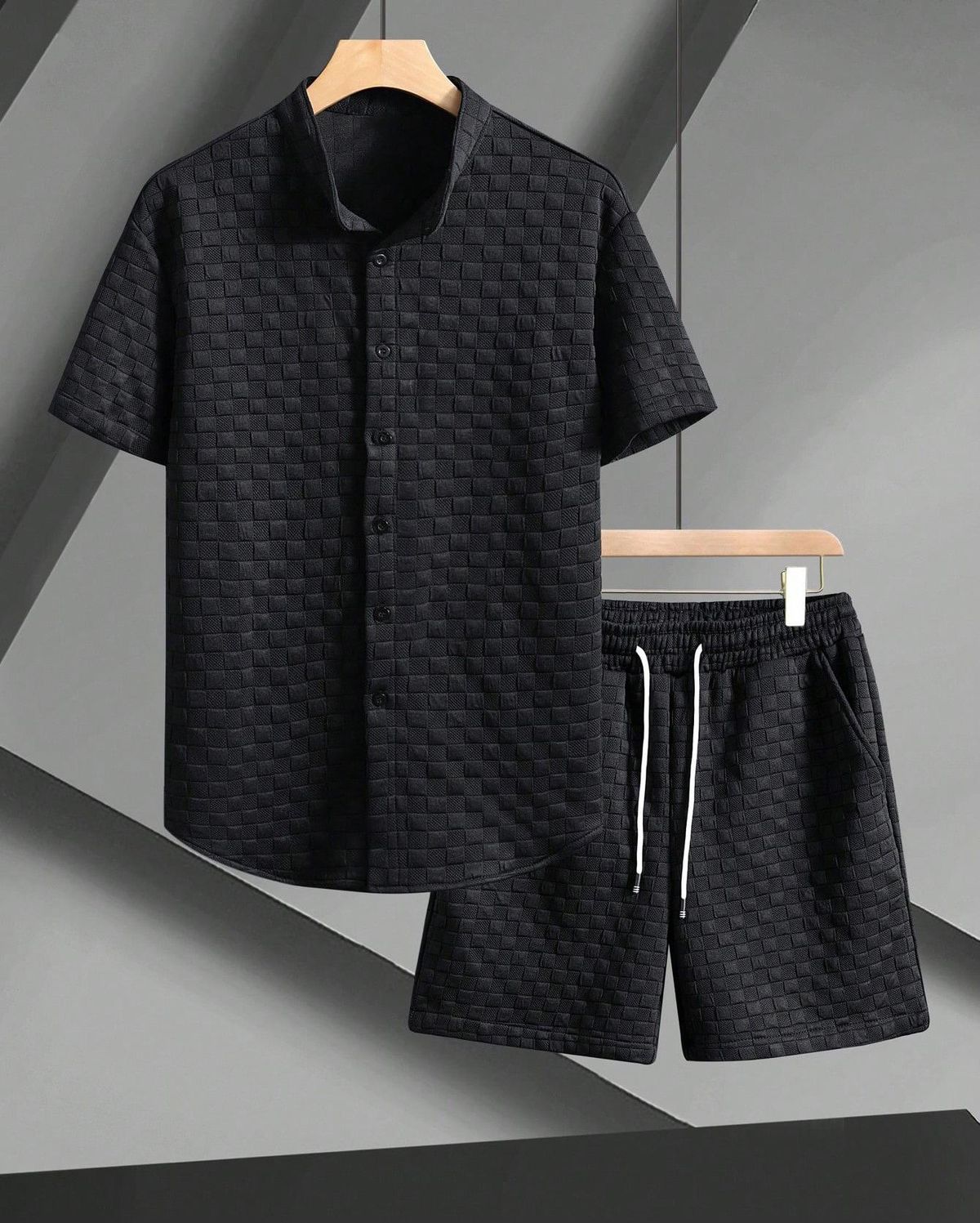 Men's Casual Sport Short Sleeve Shirt & Shorts Set - Summer Comfort Lounge Wear Outfit Lightweight & Breathable Fabric_viptrois.com