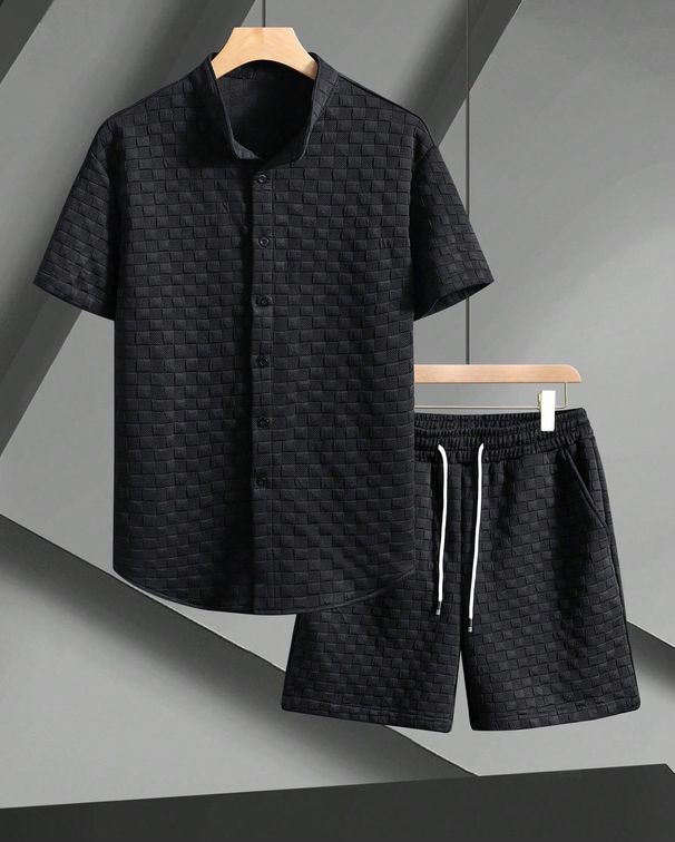 Men's Casual Sport Short Sleeve Shirt & Shorts Set - Summer Comfort Lounge Wear Outfit Lightweight & Breathable Fabric_viptrois.com
