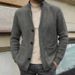 Autumn Winter Men's Longline Cardigan Sweater - Stand Collar Knitted Coat For Plus Size Casual Wear (S-5XL, Navy/Grey/Black/Brown/Army Green/Khaki)_viptrois.com