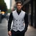 Retro Double-Breasted Print Waistcoat For Men Checkered Vest For Casual & Business Wear_viptrois.com