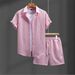 Men's Clothing Summer Short Sleeved Shorts Suit Sports Leisure Vacation Two Piece Suit_viptrois.com