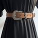 New retro Hong Kong style two-layer cowhide belt French elegant carved silver pin buckle belt to tighten the waist and match with jeans_viptrois.com
