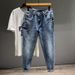 Plus Size Men's Spring/summer Fashion Jeans Men's American Retro Worn Slim Jeans Men's Thin Fat Pants_viptrois.com