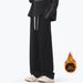Men's Fleece Lined Heavyweight Sweatpants Winter Style White Floral Gray Floor Length Curved Sash Casual Unisex Pants_viptrois.com