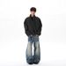 Men's Clothing American Retro Washed Distressed Canvas Stand Collar Bomber Jacket Unisex Boxy Barn Style Work Jacket_viptrois.com