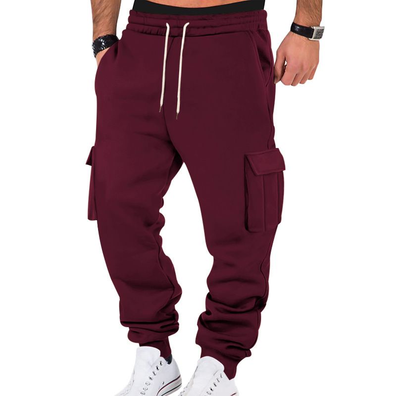 Men's Fleece Cargo Pants – Winter Warm Workout Joggers With Drawstring Waist & Multi-Pockets (10 Colors, S-XXXL)_viptrois.com