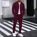 European And American Autumn New Waffle Long Sleeved Trousers Two Piece Suit Solid Color Double Pocket Workwear Cardigan Shirt Suit_viptrois.com