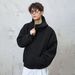 Monochrome Man- Heavyweight American Style Half-Zip For Men Women, Autumn And Winter Three-Dimensional Split Half-High Collar Solid_viptrois.com