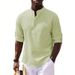 Men's Long Sleeved Stand Up Collar Plaid Shirt Solid Color Casual Bottoming Shirt Top_viptrois.com