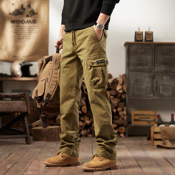 Men's Clothing Retro Casual Pants American Vintage Cargo Pants – Outdoor Utility Trousers With Multi-Pockets & Tapered Cuff (4 Colors, 29-40 Sizes)_viptrois.com
