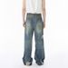 Men's Clothing Four Seasons Distressed Fashion Dirty Dyed Retro Wide Leg Jeans Casual_viptrois.com