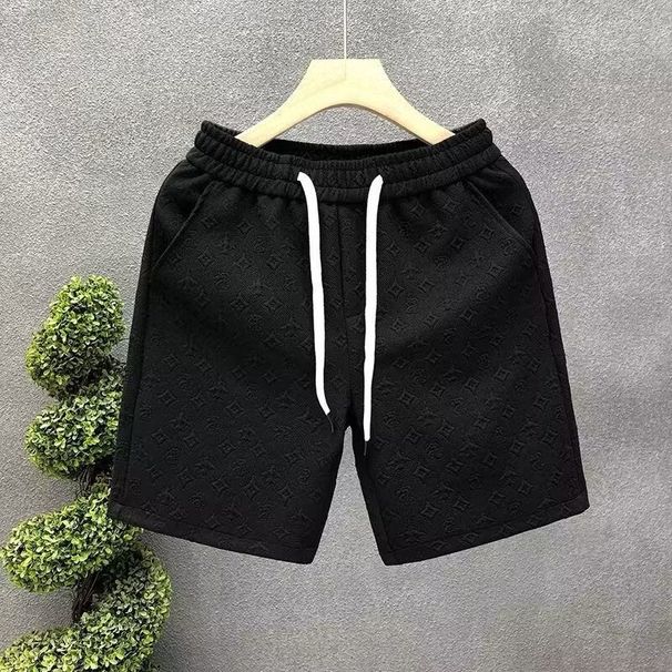 European Style Men's White Jacquard Summer Thin Pants Trendy Luxury Brand Five Point Casual Basic mid Waist Drawstring Shorts_viptrois.com