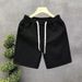 European Style Men's White Jacquard Summer Thin Pants Trendy Luxury Brand Five Point Casual Basic mid Waist Drawstring Shorts_viptrois.com