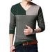 Pure New Men's Clothing 2024 Spring Korean Style Knitted Sweater Color-Block V-Neck Long Sleeve Casual Base Shirt Wholesale_viptrois.com