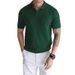 Men's Slim Fit V-Neck Polo Shirt – Breathable & Moisture-Wicking Summer Knit (Black/White/Grey/Beige/Army Green/Blue)_viptrois.com