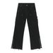 Men's Clothing High Street Raw Edge Side Zipper Design Slightly Flared Wide Leg Jeans_viptrois.com
