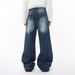 Men's Clothing Autumn New Arrivals Retro Multicolor Distressed White Wide Leg Straight Jeans Trend_viptrois.com