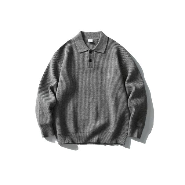 2025 New Lazy Style Turn-Down Collar Sweater For Men Autumn Winter High-End Cool Long Sleeve Polo Knitwear_viptrois.com