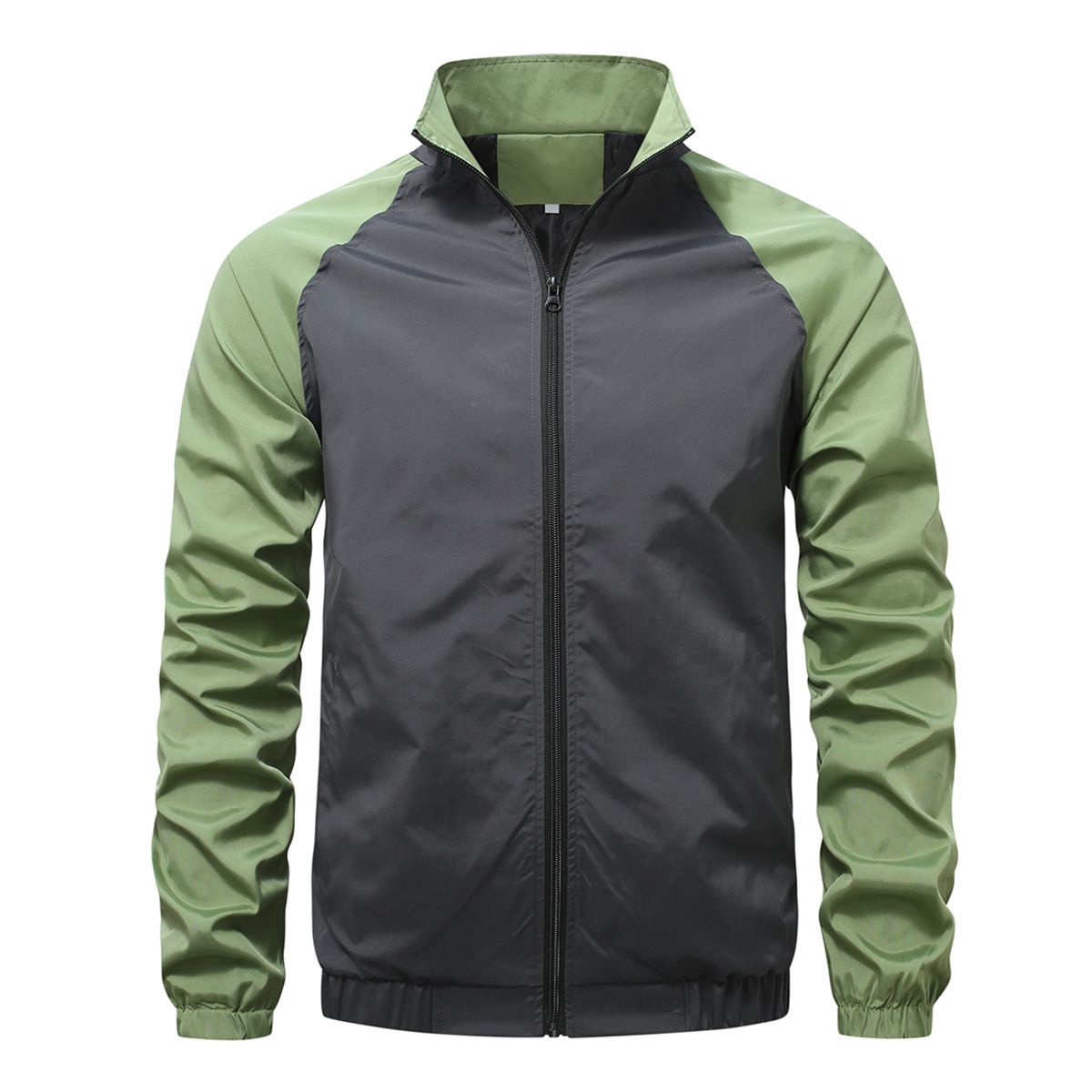 Men's Clothing Men's Color-Block Jacket - Slim Fit Stand Collar Zip-Up Coat (3 Colors, S-XXXL)_viptrois.com