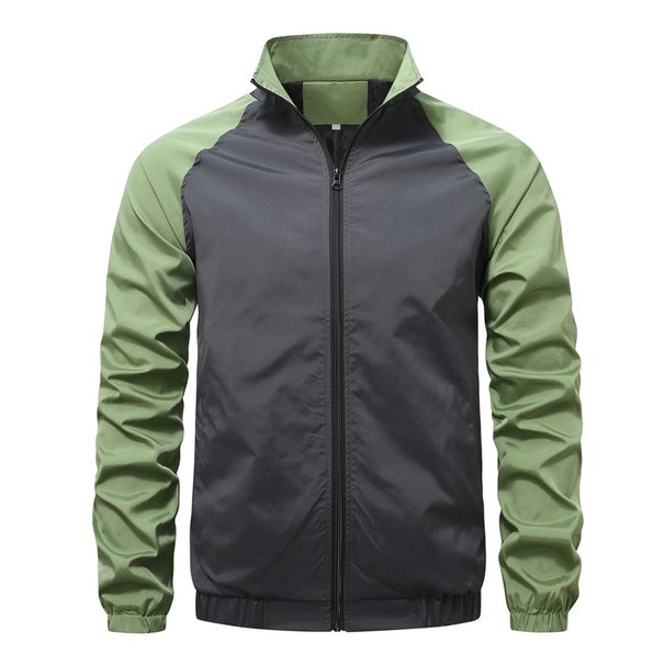Men's Clothing Men's Color-Block Jacket - Slim Fit Stand Collar Zip-Up Coat (3 Colors, S-XXXL)_viptrois.com