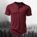 Unbeatable Quality Ins 2025 Summer Sale Men's Solid Color Henry Collar Short Sleeve T-shirt Polo Shirt_viptrois.com