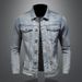 Men's Clothes Light Blue Ripped Denim Top Fashion Casual Simple Denim Jacket_viptrois.com