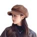 Woolen Beret Autumn Winter Korean Version Versatile Solid Color Newsboy Painter Trendy Duckbill Octagonal Hat_viptrois.com