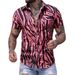 Men's Clothing Shirt New Summer Four Sided Stretch Thin Irregular Striped Printed Men's Short Sleeved Shirt_viptrois.com