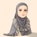 Women's Hijab crystal linen turban pleated lace right slit solid color women's pullover turban 9 color scarf_viptrois.com