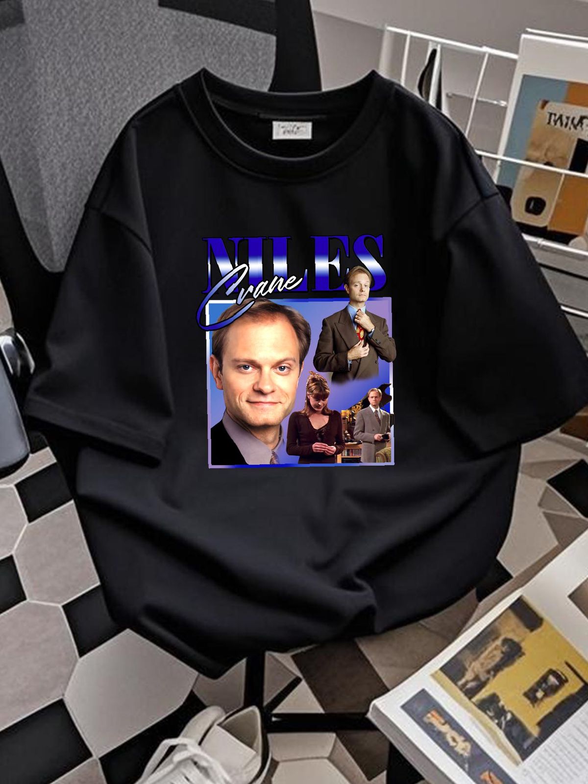NILES CRANE Homage T-shirt For Frasier Fans, Preppy Unisex T Shirt, Funny Comedy Stylish Comfortable Slightly Fashion Homme Graphic Stretched_viptrois.com