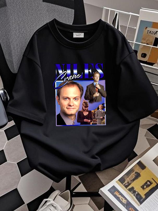 NILES CRANE Homage T-shirt For Frasier Fans, Preppy Unisex T Shirt, Funny Comedy Stylish Comfortable Slightly Fashion Homme Graphic Stretched_viptrois.com