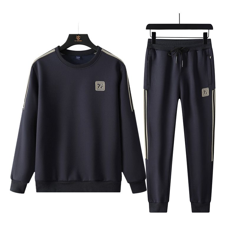 Men's Clothing Sweater Suit For Men Plus Fat Plus Size Fat Loose Spring And Autumn Temperament Autumn Clothing A Full Set Of Clothes_viptrois.com