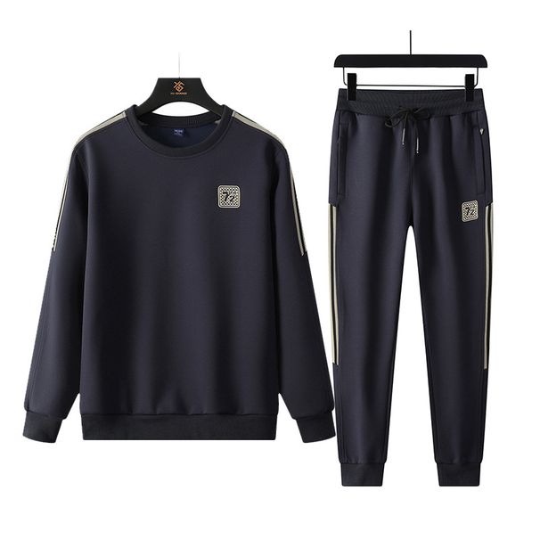 Men's Clothing Sweater Suit For Men Plus Fat Plus Size Fat Loose Spring And Autumn Temperament Autumn Clothing A Full Set Of Clothes_viptrois.com