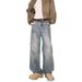 Men's Clothing High Street Washed Distressed Jeans Men's Spring And Summer New Straight Wide Leg Trousers_viptrois.com