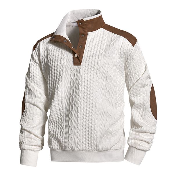 Men’s Casual Business-Casual Zip-Up Hoodie – Lightweight Spring Pullover With Stand Collar & Contrast Trim_viptrois.com