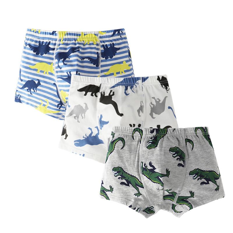 Kid's Clothing Children's underwear dinosaur boy four-corner boy baby cartoon shorts elementary school boy 1-3-12 years old boxer underwear_viptrois.com