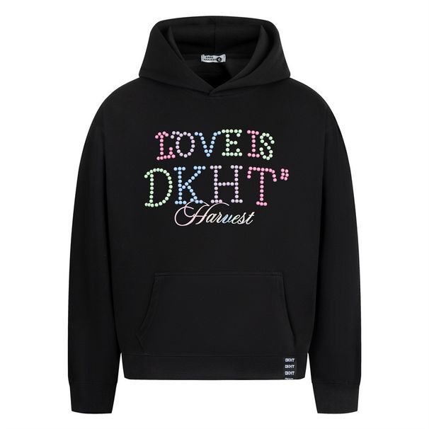 American High Street Beaded Design Letter Men's Spring Autumn Vibe Niche Loose Pullover Hoodie_viptrois.com
