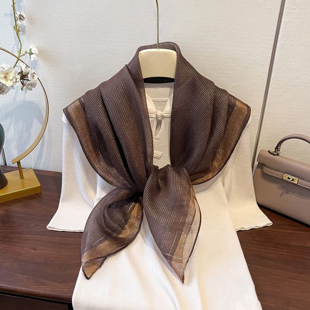 New Simulation For Travel, Air-conditioned Rooms, Fashionable Neck Protection Accessories, Fine Striped Silver Silk_viptrois.com
