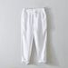 Men's Clothing Spring And Summer Simple Solid Color Straight Pants Men's Drawstring Casual Pants Linen Breathable Trousers_viptrois.com