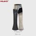 men's and women's urban RO style splicing coated micro-flare stacked wax pants for men and women same style heavy trendy jeans_viptrois.com