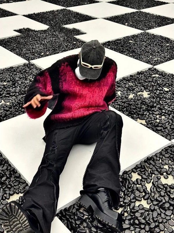 Loom Loom Hip-Hop European And American Tie-Dye Sweater For Men Winter Round Neck Color-Block Lazy Style Knitted Pullover Jacket_viptrois.com