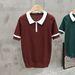 Men's Clothing Summer Knitted Lapel Slim Ins Men's Polo Shirt Quick Drying Ice Silk Simple Solid Color Texture Short Sleeved T Shirt Top_viptrois.com