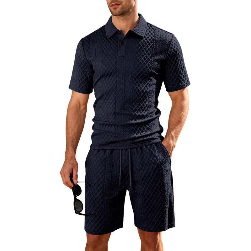 Men's Summer Casual Polo Shirt & Shorts Set - Breathable Polyester Athletic Two-Piece Outfit For Sports & Leisure_viptrois.com