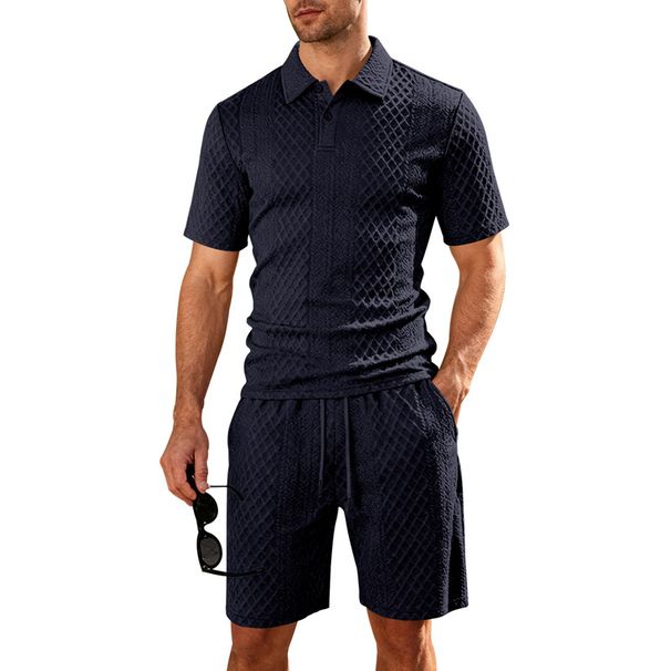 Men's Summer Casual Polo Shirt & Shorts Set - Breathable Polyester Athletic Two-Piece Outfit For Sports & Leisure_viptrois.com