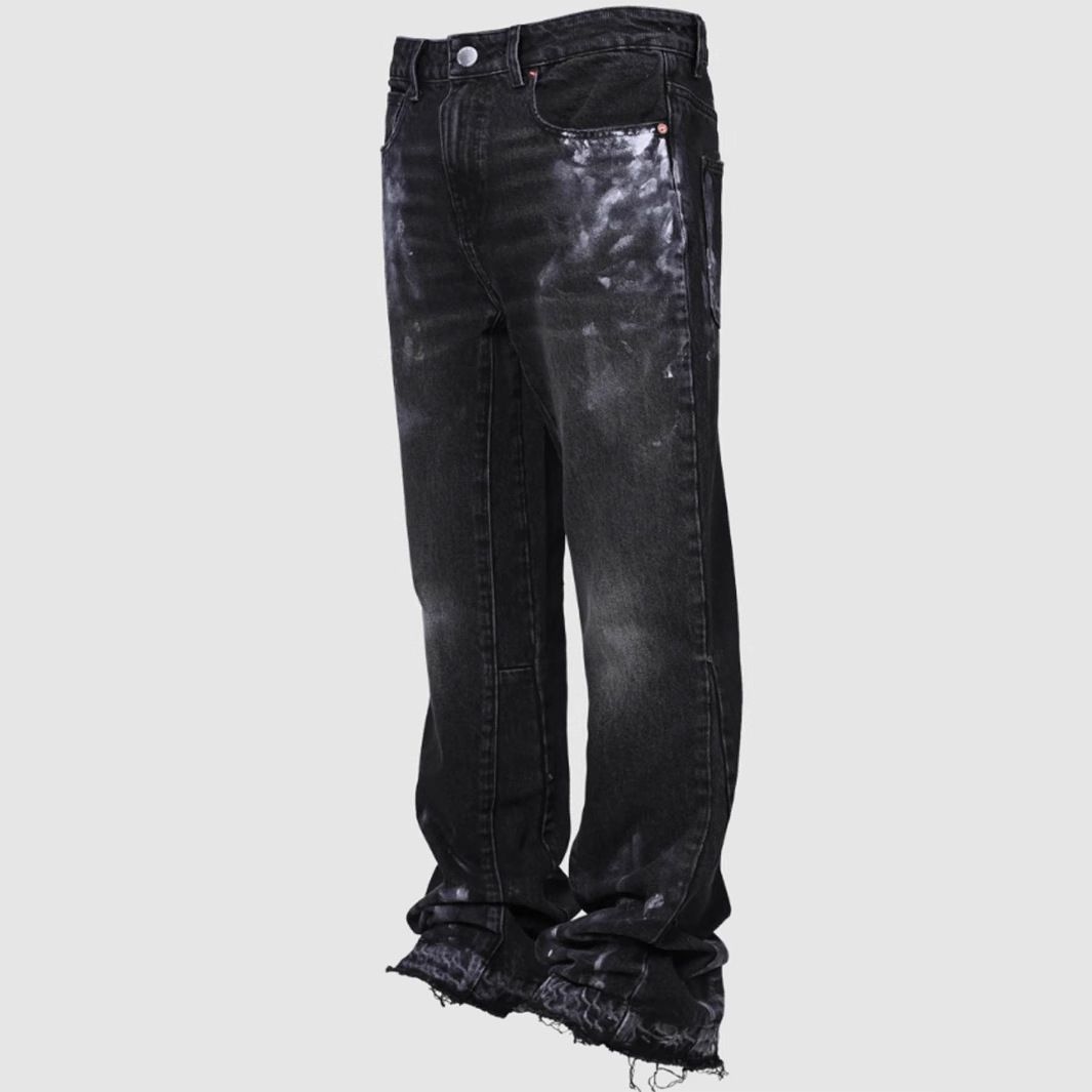 2025 New Men's Pants Street Fashion Ins Elastic Embroidery Denim Straight Leg_viptrois.com