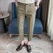 Summer Men's Casual Cropped Trousers Solid Color Slim Fit Versatile Light Business Casual Bottoms for Men_viptrois.com