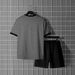 Men's Sports Round Neck T Shirt Set Color Matching Casual Running Short Sleeve_viptrois.com